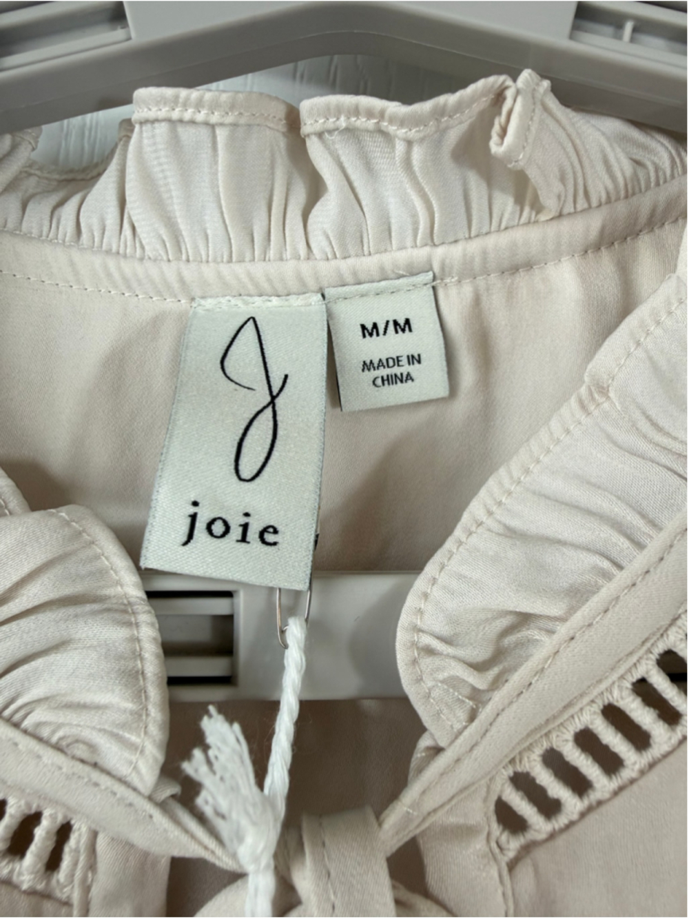 Women's Joie Beige Embroidered Blouse M - Picture 5 of 9